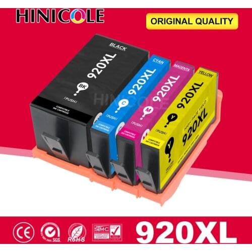 HINICOLE 4PCS 920 Compatible ink cartridge for HP 920XL For HP920 Officejet 6000 6500 6500A 7000 7500 7500A Printer with chip