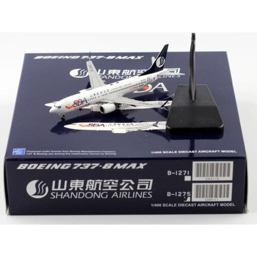 1:400 Alloy Collectible Plane Gift JC Wings LH4111 Shandong Airlines "Guomei" Boeing B737-8MAX Diecast Aircarft Jet Model B-1275