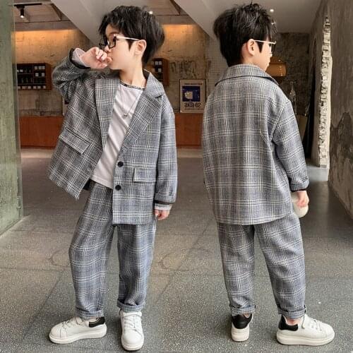 Korean Kids Boys Clothing Autumn Casual Suit Coats Fashion Pants Outfits Two-piece Set Hip Hop Childrens Clothes for boys girls