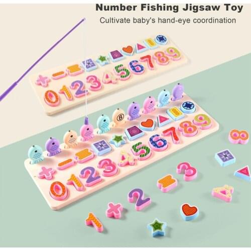 1 Set Puzzle Toy Educational Interactive Exquisite Workmanship Kids Magnetic Fishing Puzzle Montessori Creative Wooden Toys