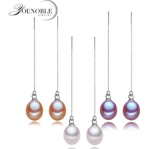 Fashion Long pearl earing 925 silver jewelry,real natural freshwater pearl earrings party gift