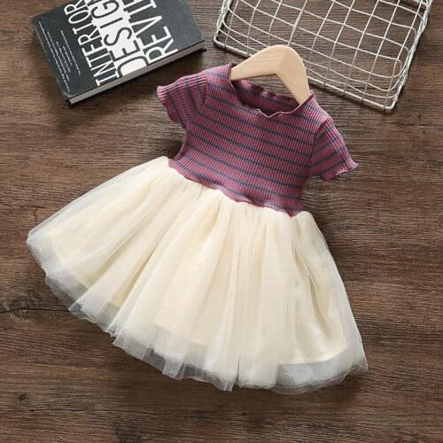 2021 New Spring Autumn Summer Girls Kids striped Tutu Dress Comfortable Cute Baby Clothes Children Clothing