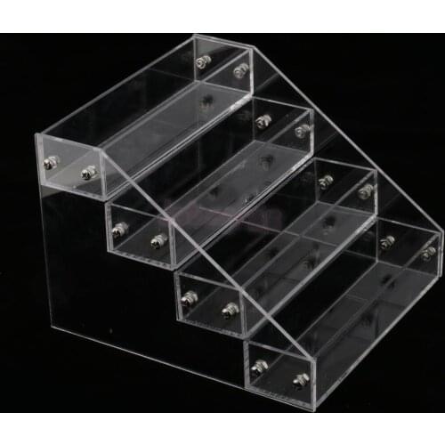 4 Tiers Clear Acrylic Makeup Nail Polish Organizer Varnish Stand Table Rack Counter Display Lip Stick Holder Hold 20 Bottles