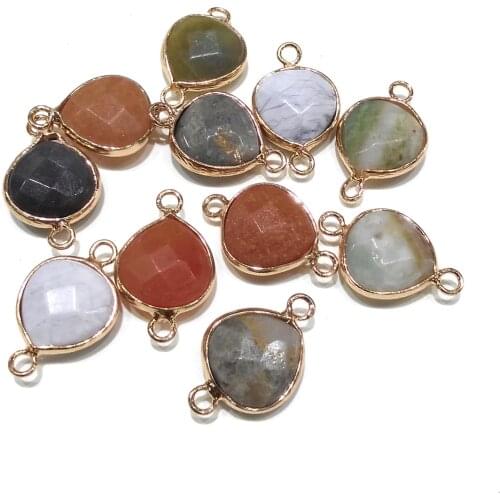 Natural Stone Charms Connectors Pendants Agates Necklace Pendant for Jewelry Making DIY Accessories Fit Necklaces Size 14X23mm