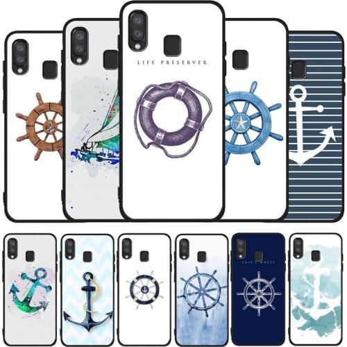 Stripes Anchor Boat Ship Wheel black Case For Samsung A10 20 30 40 50 30S 50S 60 70 M10 M30S M40 A31 51 71 A20E A10E A21S