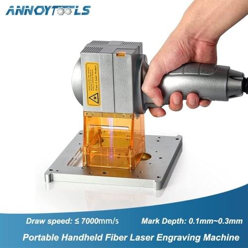 Portable Handheld Fiber Laser Engraving Machine 30W DIY Marking Tool 100x100mm for Metal&Plastic Editable Code/Label/Logo