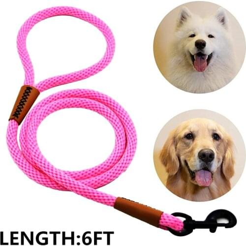 Dog Leash Round Solid Soft Nylon Braided Dogs Lead Rope Colorful Pet Long Leashes Belt Outdoor Dog Walking Training Leads Ropes