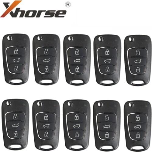 XHORSE XKHY02EN for Hyundai Flip 3 Buttons Wire Remote Key English Version work with VVDI2 VVDI KEY TOOL10pcs / lot