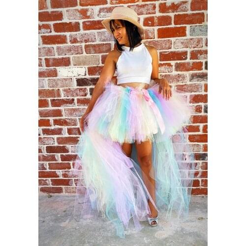 Rainbow Swallow tail Dance Custome Fluffy Girl Women Tutu Skirts Ball Gown Photo T-show Tulle Skirt Birthday Party Clothes Dress