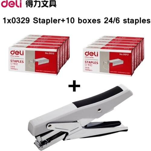 [ReadStar]Deli 0329 manual stapler plier style efforts saving design hand paper binding include 1 stapler + 10 boxes staples