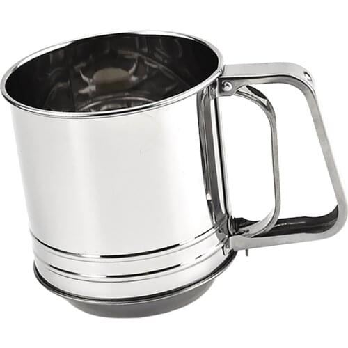 Stainless Steel Flour Sifter Baking Supplies One-handed Small Kitchen Sifter Powder Sieve Baking Supplies