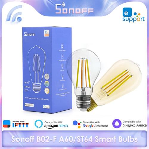 SONOFF B02-F A60/ST64 Smart Bulbs E27 Dual-Color Dimmable WiFi LED Bulbs Ewelink App Remote Control Work With Alexa Google Home