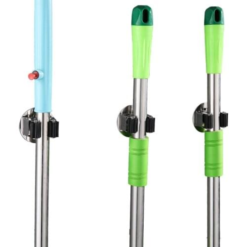 Mop Rack Bathroom Wall-Mounted Punch-Free Rack Broom Storage Rack Kitchen Toilet Storage Rack Tidy Shelf Rack