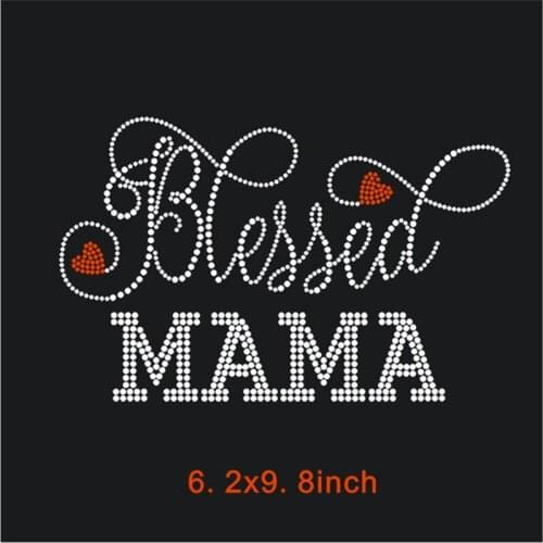 Rhinestone Hotfix Motif MAMA Crystal Glass Motif Rhinestones Iron Sticker For Clothing Rhinestone Applique Stripe Clothes
