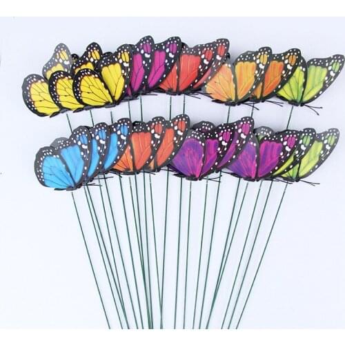 12cm party butterfly .Monarch butterfly and dragonfly inserting pole 24pcs
