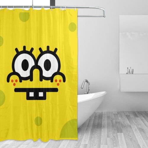 Sponge Baby Bathing Bathroom Bath Curtain Animes square pants Waterproof Polyester Fabric High Quality Show Curtain