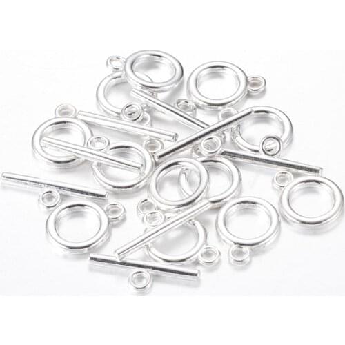 Tibetan Style Toggle Clasps, Lead Free & Cadmium Free & Nickel Free, Silver, Toggle: about 14x11x2mm, Hole: 2mm