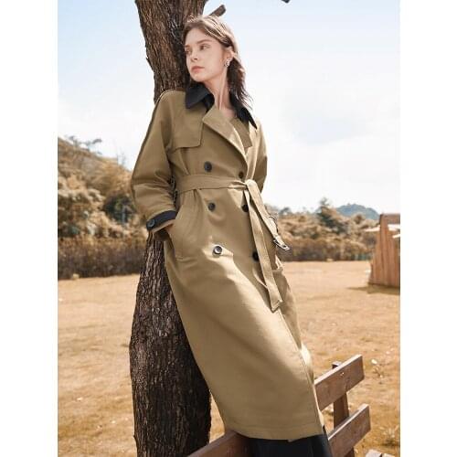 Windbreaker womens middle long 2021 new Khaki British casual Korean loose coat spring Autumn