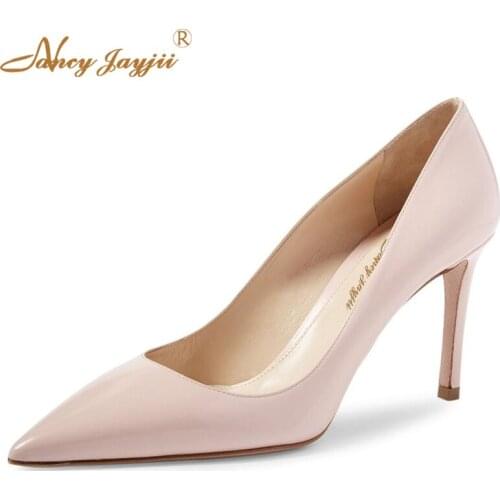 Petent Leather Women Spring&Autumn Pointed Toe High Heels Pumps Shallow Shoes Woman Dress&Career&Office 85 mm Simple Nancyjayjii