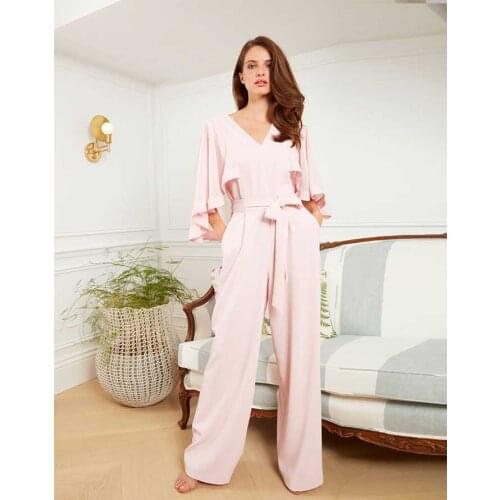 With Trousers Mother Of The Bride Dresses Sheath V-neck Knee Length Chiffon Elegant Mother Of The Bride Dress Plus Size