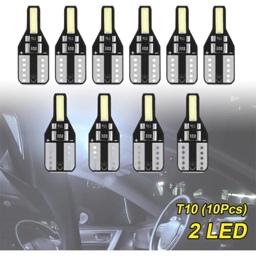 10pcs T10 W5W Led Bulbs 168 194 6000K 3W White Car Interior Lights Signal Lamp Dome Reading Light