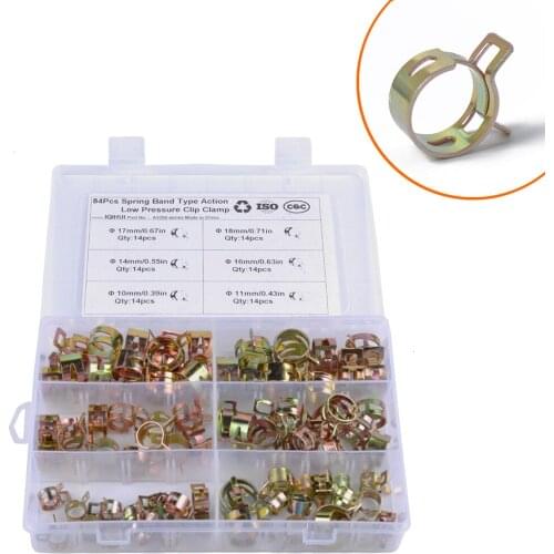 Automobile Water Pipes and Hose Clamps Boxed/European and American Type Hose Clamps Set Hose Clamps 84PCS 6 Specifications
