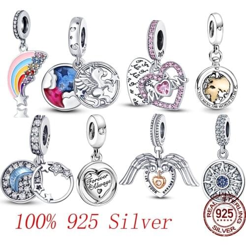 2020New 925 Sterling Silver Unicorn Guardian Hand Charm Fit Original 3mm Bracelet Bangle For Women Birthday Fashion Jewelry Gift