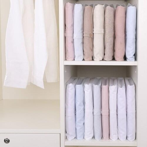 Home Fast Folding Clothes Board Folder Type Dustproof Transparent Clothes Storage Box Wardrobe Space Classification Organization