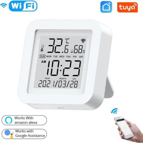 Tuya WIFI Temperature And Humidity Sensor Indoor Hygrometer Thermometer With LCD Screen Display Support Alexa Google Assistant
