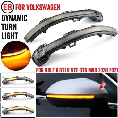 For VW Volkswagen Golf 8 MK8 GTI R GTE 2020 2021 Dynamic Side Rear View Mirror LED Turn Signal Light Amber Lamp Left and Right