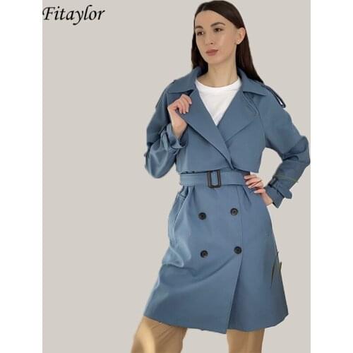 Женские двубортные тренчи Fitaylor China At AliExpress