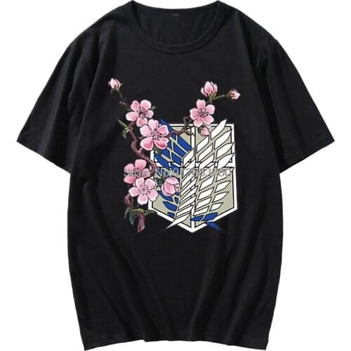 Attack On Titan Harajuku T Shirt Cherry Blossoms Print Women Ullzang T-shirt 90s Graphic Tshirt Grunge Aesthetic Top Tee Female