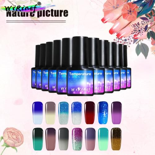 WiRinef Temperature Change Gel Varnish Cold Series UV&LED Soak Off Top Coat Base Coat Nail Gel Lacquer Nail Glue