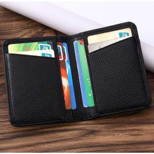 Genuine Leather Isolated ID Card Holder Fashion Mens Womens Separate Business Card ID Wallet Package pocket Custom name logo