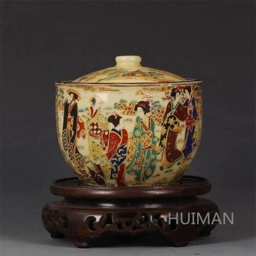 Elaborate China Jingdezhen Porcelain Hand Painting Kimono Women Jar Storage Pot Crafts Home Decoration