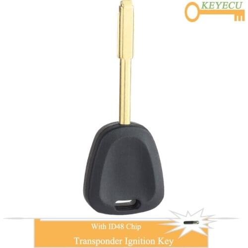 KEYECU Uncut Transponder Ignition Car Key for Jaguar XJ XJR 2000 2001 2002, Replacement Fob FO21 Blade With ID48 Glass Chip