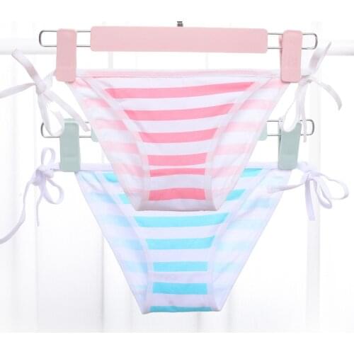Pack of 2 Summer Japanese Anime Underwear Pants Blue Pink White Striped Briefs Pastel Faerie Cosplay Strappy Strawberry Panties