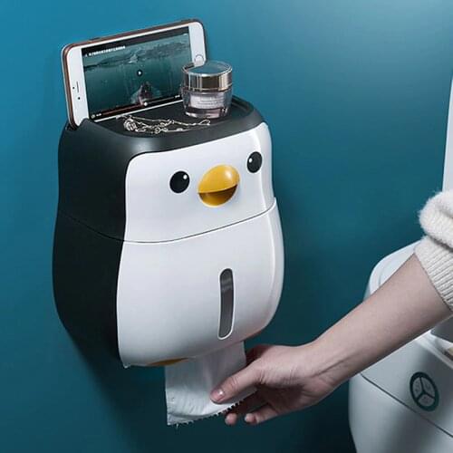 Creative cute toilet tissue box tissue shelf toilet waterproof roll box no punching toilet paper box bathroom shelf