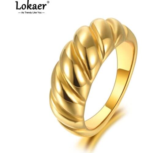 Lokaer Trendy Titanium Stainless Steel Twisted Shape Party Ring Original Design Wedding Ring Jewelry For Women Кольца R21001