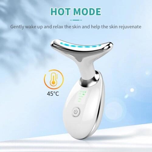 3 Colors Led Facial Neck Massager Photon Therapy Skin Tighten Slimming Reduce Double Chin Anti Wrinkle Face Neck Lift Machine 45