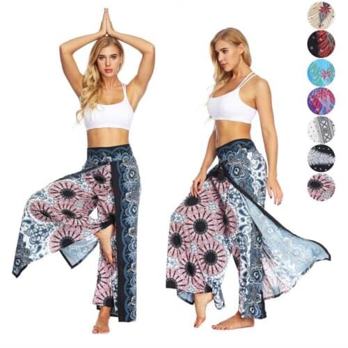 New Bohemian Slacks Womens Trousers Digital Printed High Waisted Wide Leg Pants Loose Casual Knickerbockers Sweatpants Pants
