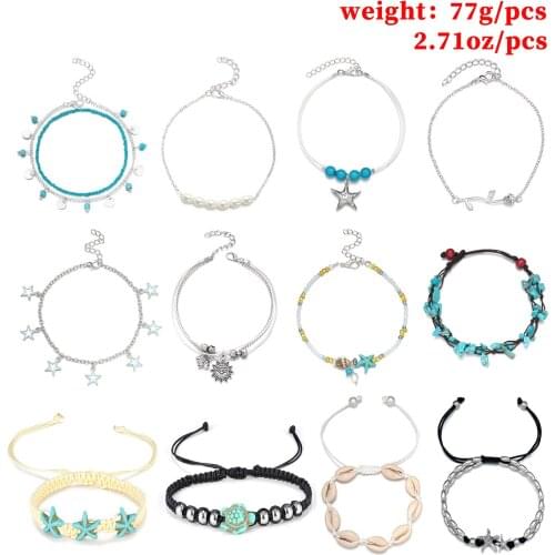 16PCS Adjustable Beach Foot Chain Anklet Bracelet Ankle Chains Foot for Women Girls