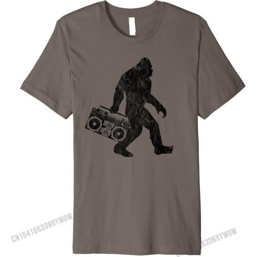 Retro Bigfoot Boom Box Radio Silhouette Graphic Premium T-Shirt T Shirts Tees On Sale Cotton Crazy Normal Men