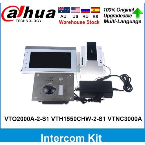 Dahua Intercom VTO2000A-2-S1 VTH1550CHW-2-S1 VTNC3000A 2-wire Audio Alarm 2-Door Control App Remote Intercom kit