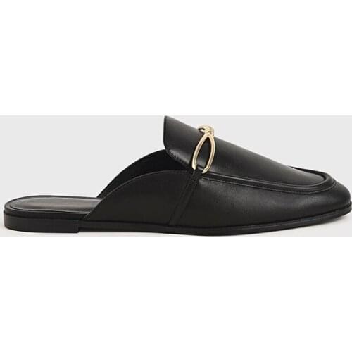 2021 Summer Shoes Woman Metal Buckle Flat-heeled Muller Shoes Outer Wear Half Slippers Baotou Fashion Flat Slides Sandalias