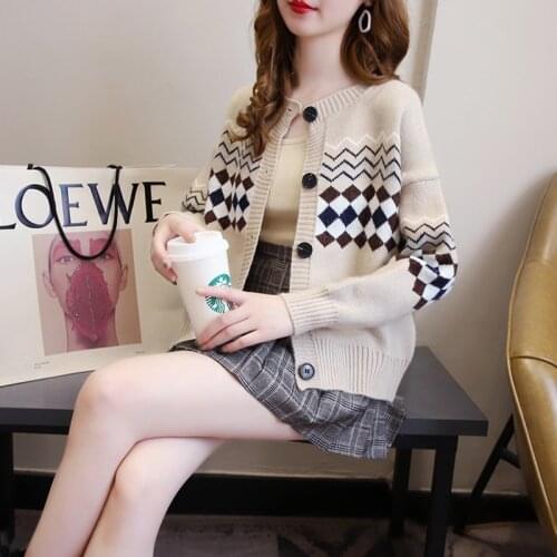 Cardigan Sweater Womens Autumn And Winter New Loose Prismatic Joker Long Sleeve Womens Knitted Jacket Sweaters Oversize 2021