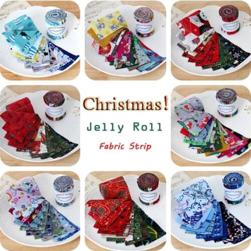 6.2x110cm Christmas Cartoons Pattern Jelly Roll Fabric Strip Quilting Fabric Roll DIY Sewing Jelly Roll Strip 10pcs/Roll