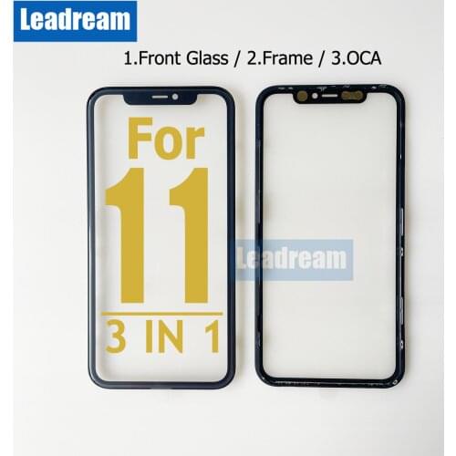10Pcs Premium Quality Front Outer Glass Middle Frame Bezel Laminate OCA Glue For iPhone XR 11 3 2 in 1 Front Glass Frame OCA