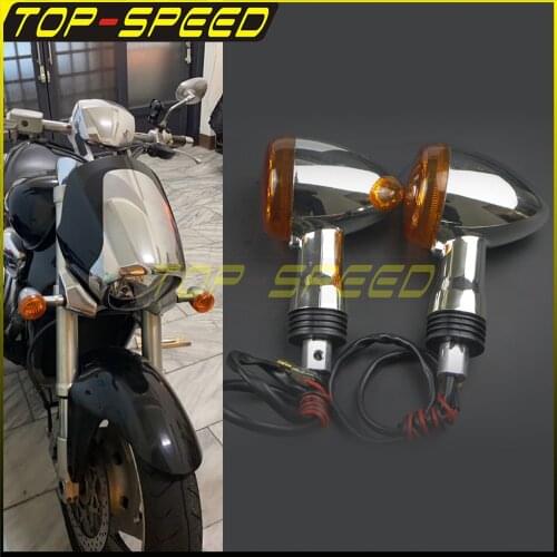 2PCS Front Turn Signal Light Chrome Amber Rear Blinker Tail Indicator Running Light for Suzuki Boulevard M109R VZR 1800