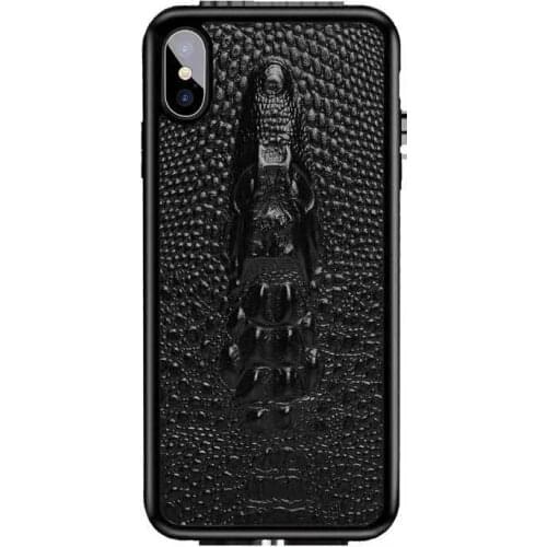 2021 High Quality Business Embossed Crocodile Head 3D Crocodile Leather Phone Case For Iphone 12